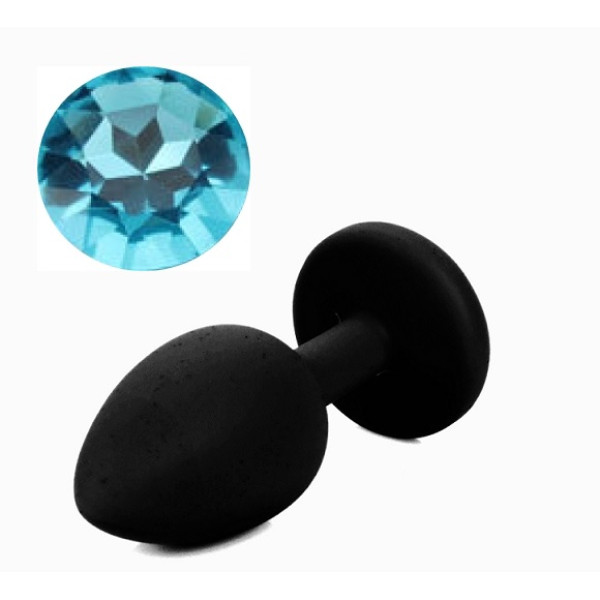 Силиконовая анальная пробка с кристаллом Silicon Black 12, размер S