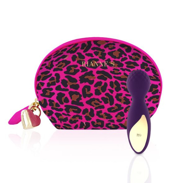 Мини вибромассажер Rianne S: Lovely Leopard Purple, 10 режимов работы, 12 см