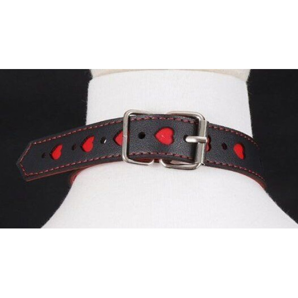 Ошейник с поводком COLLAR HEART Black and Red