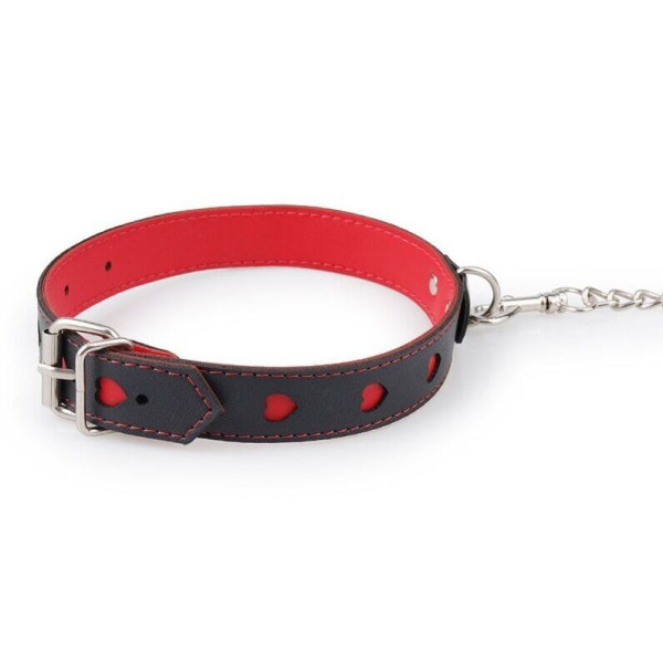 Ошейник с поводком COLLAR HEART Black and Red