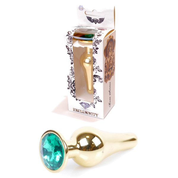 Анальная пробка Boss Series - Jewellery Gold BUTT PLUG Green