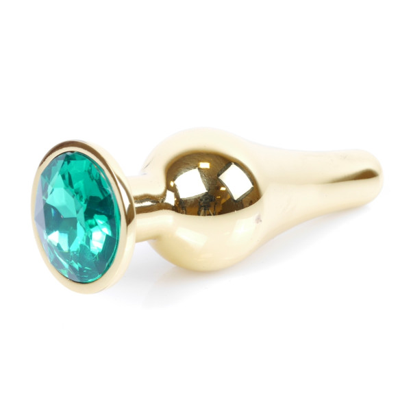 Анальная пробка Boss Series - Jewellery Gold BUTT PLUG Green