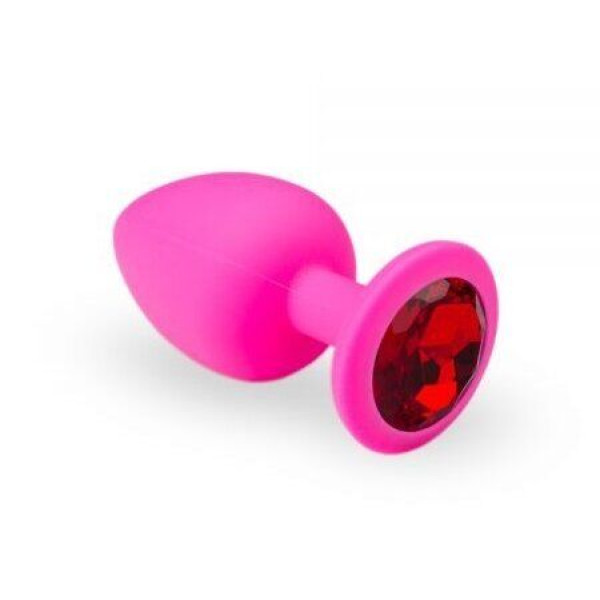 Силиконовая анальная пробка с кристаллом Pink Silicone Ruby, размер M