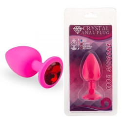Силиконовая анальная пробка с кристаллом Pink Silicone Ruby, размер M
