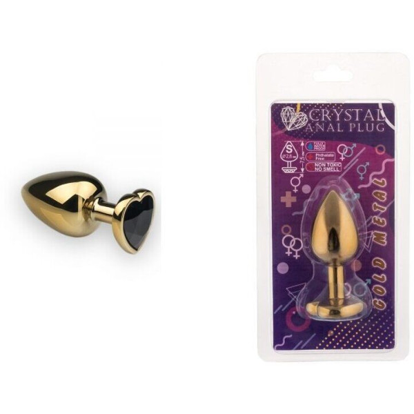 Анальная пробка, Gold Heart Black Diamond, S