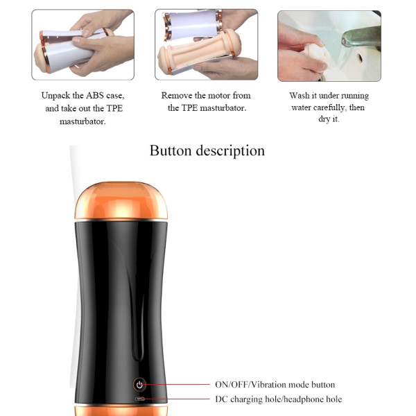 Мастурбатор с двумя входами и вибростимуляцией BOSS Vibrating Masturbation Cup USB 10 function + Interactive Function