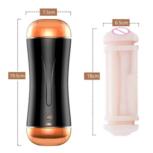 Мастурбатор с двумя входами и вибростимуляцией BOSS Vibrating Masturbation Cup USB 10 function + Interactive Function