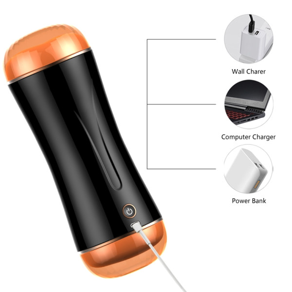 Мастурбатор с двумя входами и вибростимуляцией BOSS Vibrating Masturbation Cup USB 10 function + Interactive Function