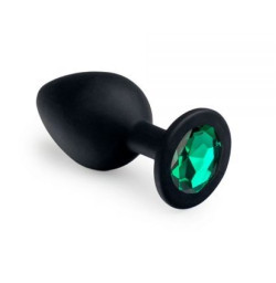 Силиконовая анальная пробка с кристаллом Black Silicone Emerald ( размер M )