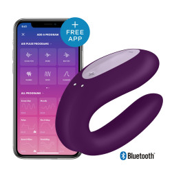 Смарт-вибратор для пар Satisfyer Double Joy Violet с широким клиторальным стимулятором