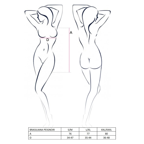 Прозрачный пеньюар BRASILIANA PEIGNOIR black XXL/XXXL, трусики