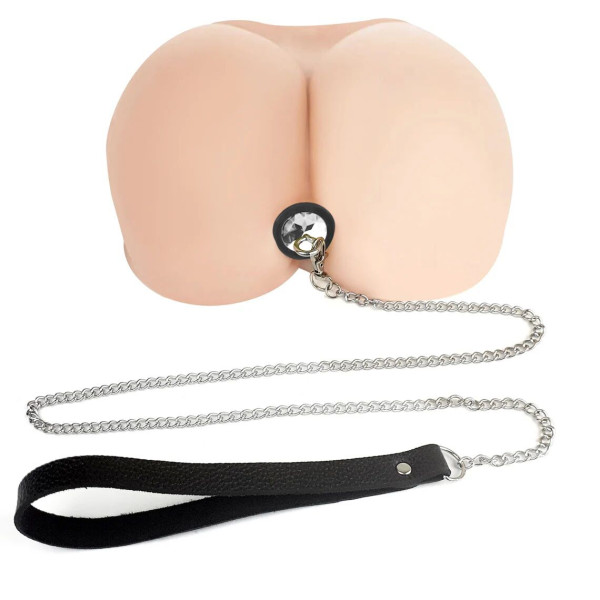 Силиконовая анальная пробка Art of Sex Silicone Anal Plug with Leash size S с поводком Black