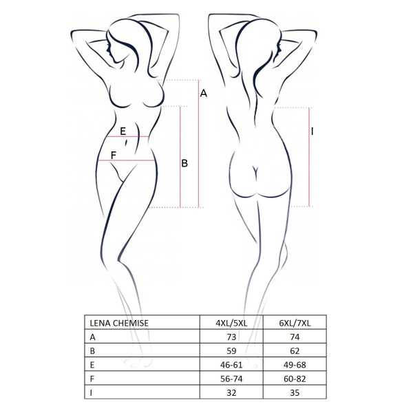 Сорочка приталенная с открытой спиной LENA CHEMISE red 6XL/7XL - трусики