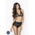 Комплект белья EXPRESSION SET black S/M: лиф сетчатый, юбочка и стринги