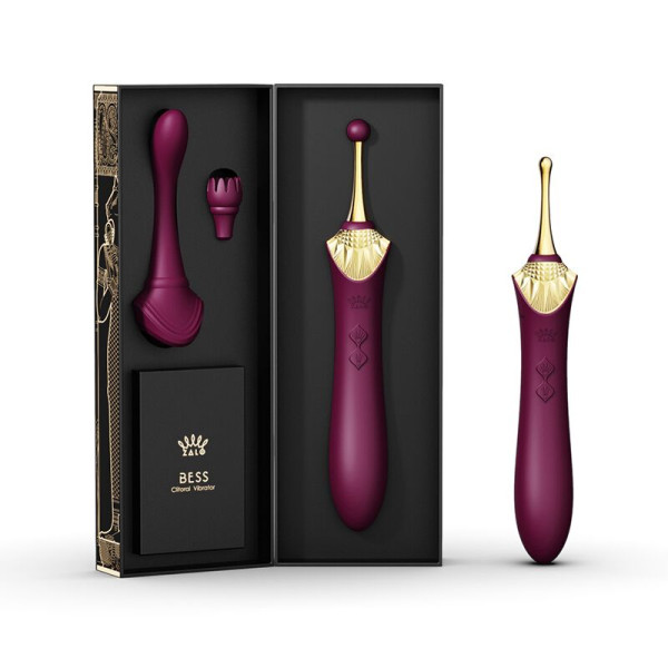 Вагинально-клиторальный вибратор Zalo - Bess Velvet Purple, мультифункциональный с насадками