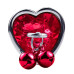 Анальная пробка с кристаллом, колокольчиком и поводком Silver Heart RED, Размер L,