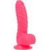 Ребристый фаллоимитатор на присоске ADDICTION — Tom 7 inch Dildo With Balls — Pink, вибропуля в подарок
