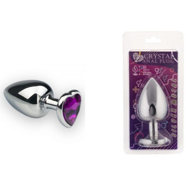 Анальная пробка, Silver Heart Amethyst, L