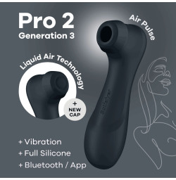 Вакуумный клиторальный стимулятор Satisfyer Pro 2 Generation 3 with Liquid Air Connect App Dark Grey