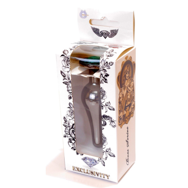 Анальная пробка Boss Series - Jewellery Dark Silver BUTT PLUG Green