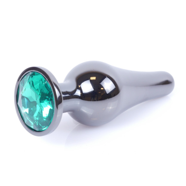 Анальная пробка Boss Series - Jewellery Dark Silver BUTT PLUG Green
