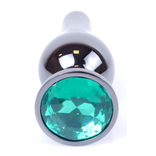 Анальная пробка Boss Series - Jewellery Dark Silver BUTT PLUG Green