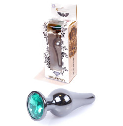 Анальная пробка Boss Series - Jewellery Dark Silver BUTT PLUG Green