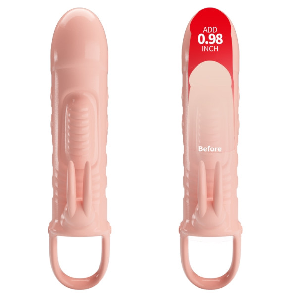 Удлиняющая насадка с вибростимуляцией ( на 2,5 см ) BAILE PRETTY LOVE - PENIS SLEEVE Sloane