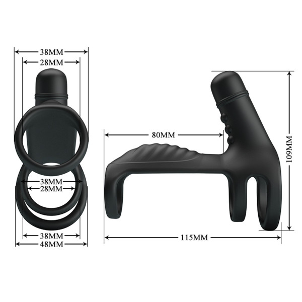 Насадка с вибрацией Pretty Love - VIBRATING PENIS SLING, 10 функций вибрации