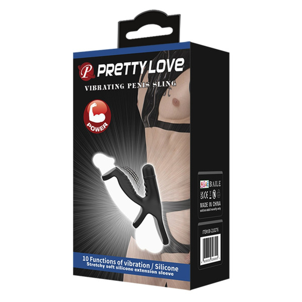 Насадка с вибрацией Pretty Love - VIBRATING PENIS SLING, 10 функций вибрации