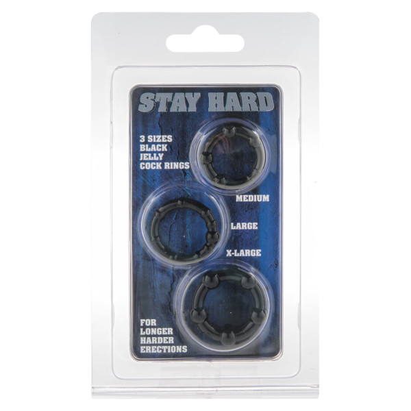 Набор из 3 шт эрекционных колец STAY HARD - Three Rings BLACK