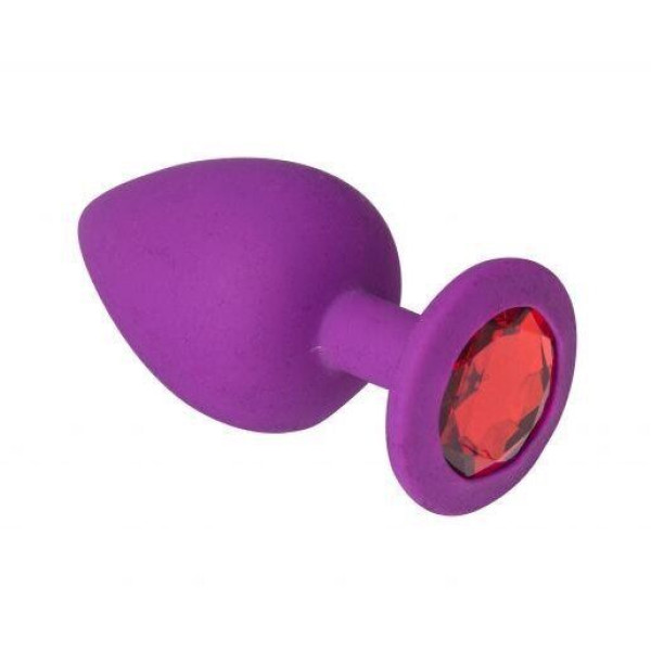 Силиконовая анальная пробка с кристаллом Purple Silicone Ruby, размер S