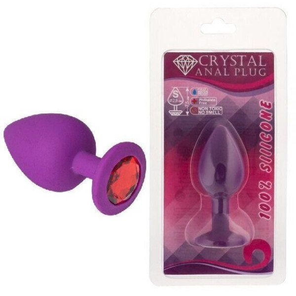 Силиконовая анальная пробка с кристаллом Purple Silicone Ruby, размер S