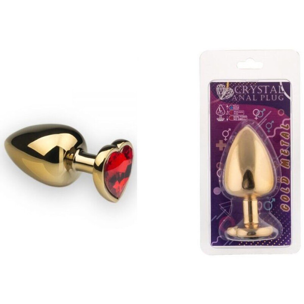 Анальная пробка, Gold Heart Ruby, L