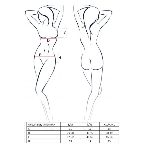 Комплект белья OFELIA SET OpenBra white XXL/XXXL: стринги, открытый лиф, широкий пояс