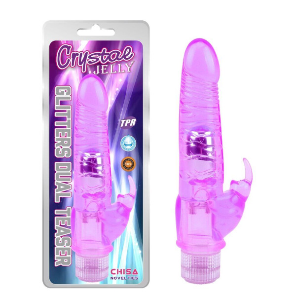 Вибратор CHISA Glitters Dual Teaser - Purple, 23 см