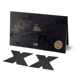 Пэстис - стикини Bijoux Indiscrets - Flash Cross Black, наклейки на соски