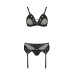 Комплект белья Passion NESSY SET XXL/XXXL black, бюстгальтер, пояс для чулок, стринги