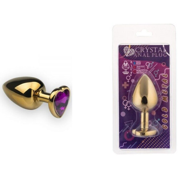 Анальная пробка, Gold Heart Amethyst, M