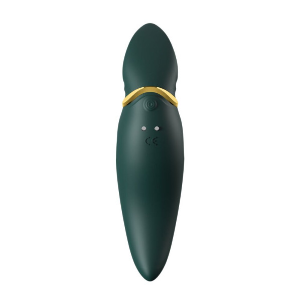 Вибратор 2в1 с язычком Zalo ? Hero Jewel Green, кристалл Swarovski