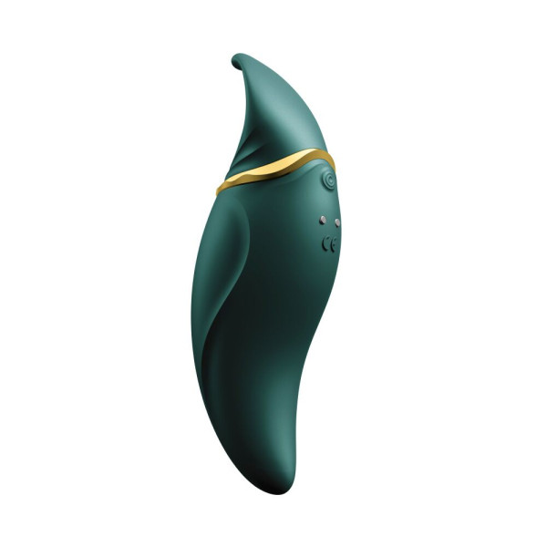 Вибратор 2в1 с язычком Zalo ? Hero Jewel Green, кристалл Swarovski