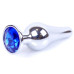 Анальная пробка Boss Series - Jewellery Silver BUTT PLUG Dark Blue
