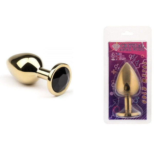 Анальная пробка,Gold Black Diamond, L