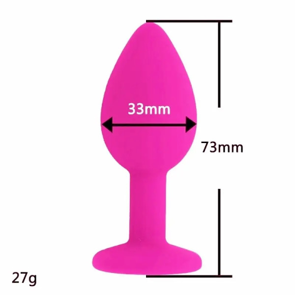 Силиконовая анальная пробка с кристаллом Silicon Pink 04, размер S