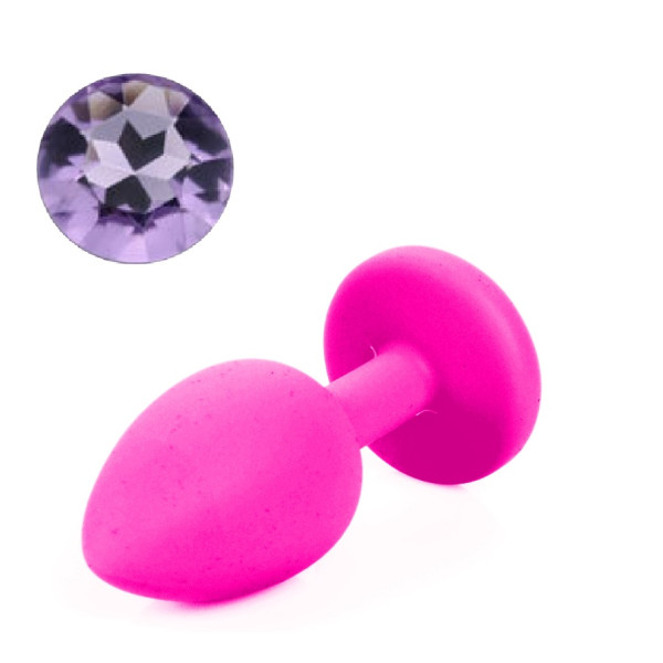Силиконовая анальная пробка с кристаллом Silicon Pink 04, размер S