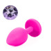 Силиконовая анальная пробка с кристаллом Silicon Pink 04, размер S