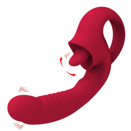 Вибратор LILI для точки G с вибро-язычком, 10 частот вибраций, красный, 19 см