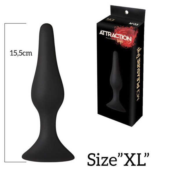 Анальная пробка на присоске MAI Attraction Toys №35 Black, длина 15,5 см, диаметр 3,8 см