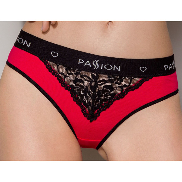 Трусики с широкой резинкой и кружевом Passion PS001 PANTIES red/black, размер XL