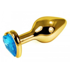 Анальная пробка с кристаллом SKN - GOLD HEART 06, размер S